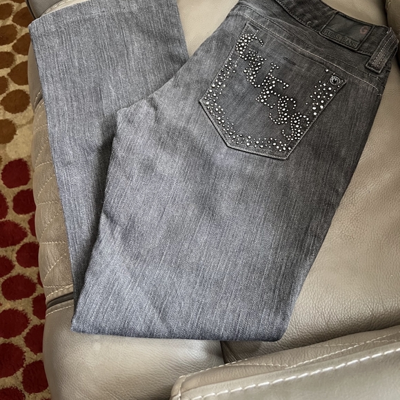 Guess Jeans size 31 Stretch with black and silver stone gems - Picture 3 of 8